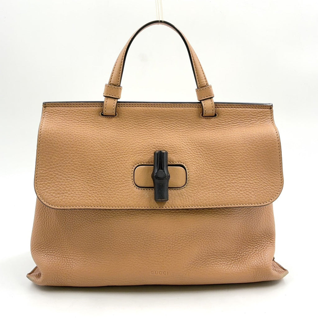 Pre-Owned Bamboo Daily Shoulder bag Handbag beige Leather Silver 370830 GUCCI