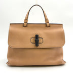 Pre-Owned Bamboo Daily Shoulder bag Handbag beige Leather Silver 370830 GUCCI