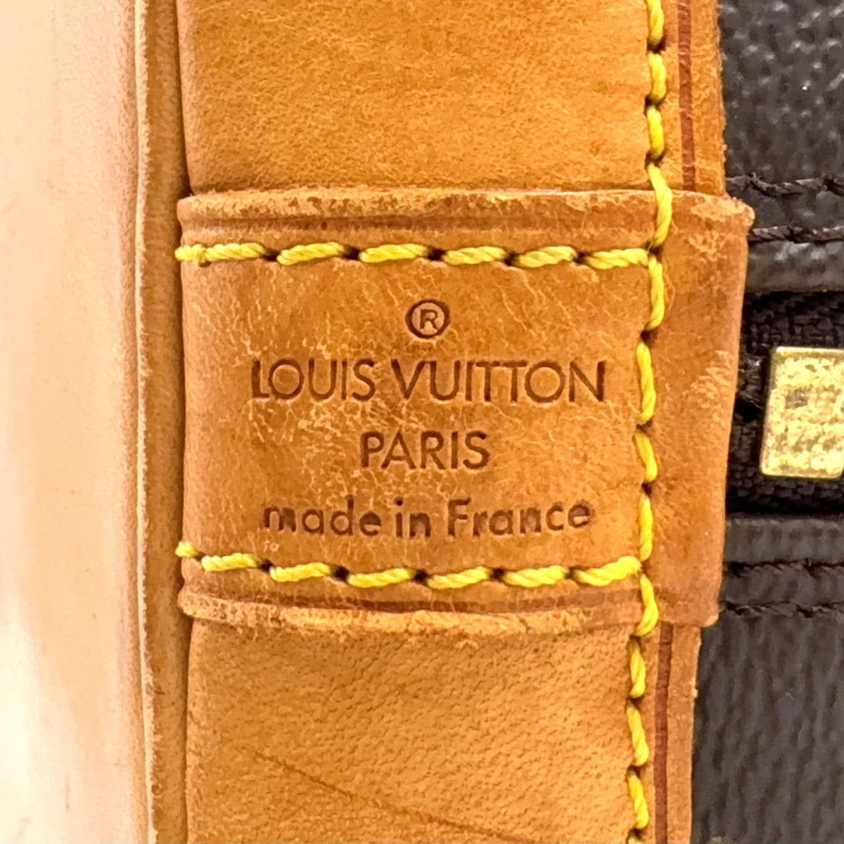 Pre-Owned Alma PM monogram Handbag Brown light brown Leather PVC Gold M51130 LOUIS VUITTON