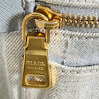 Pre-Owned CANAPA Kanapa tote bag white Denim Gold 1BG642 PRADA
