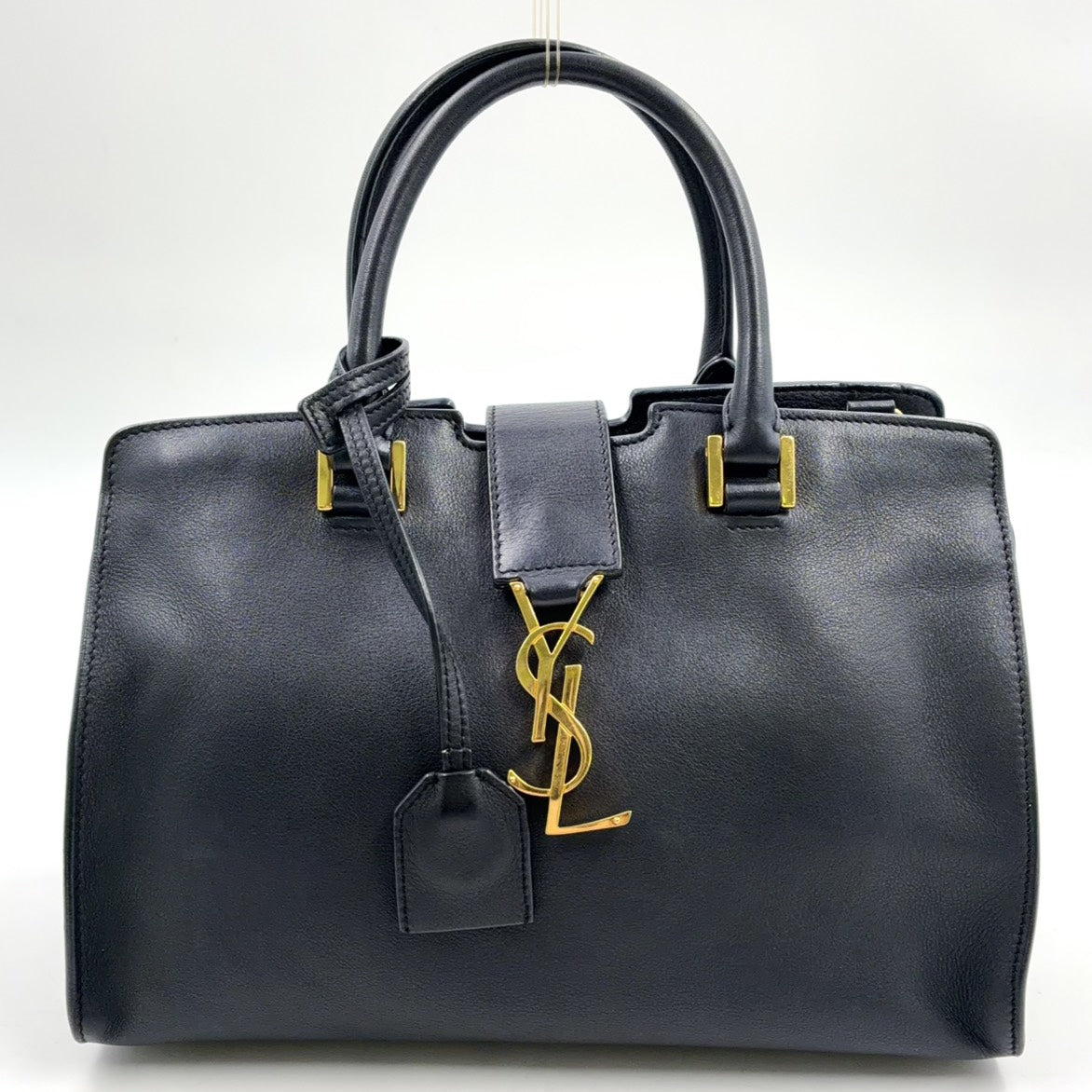 Pre-Owned Baby Cabas Handbag black Calfskin Gold LTH424868 SAINT LAURENT PARIS