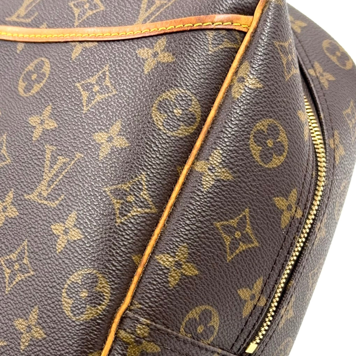 Pre-Owned Deauville Bowling Vanity monogram Handbag Brown light brown Leather PVC Gold M47270 LOUIS VUITTON