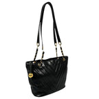 Pre-Owned V-stitch chain Shoulder bag black Grained Calfskin Gold CHANEL