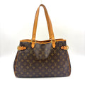 Pre-Owned Batignolles Horizontal monogram tote bag Brown Leather PVC Gold M51154 LOUIS VUITTON