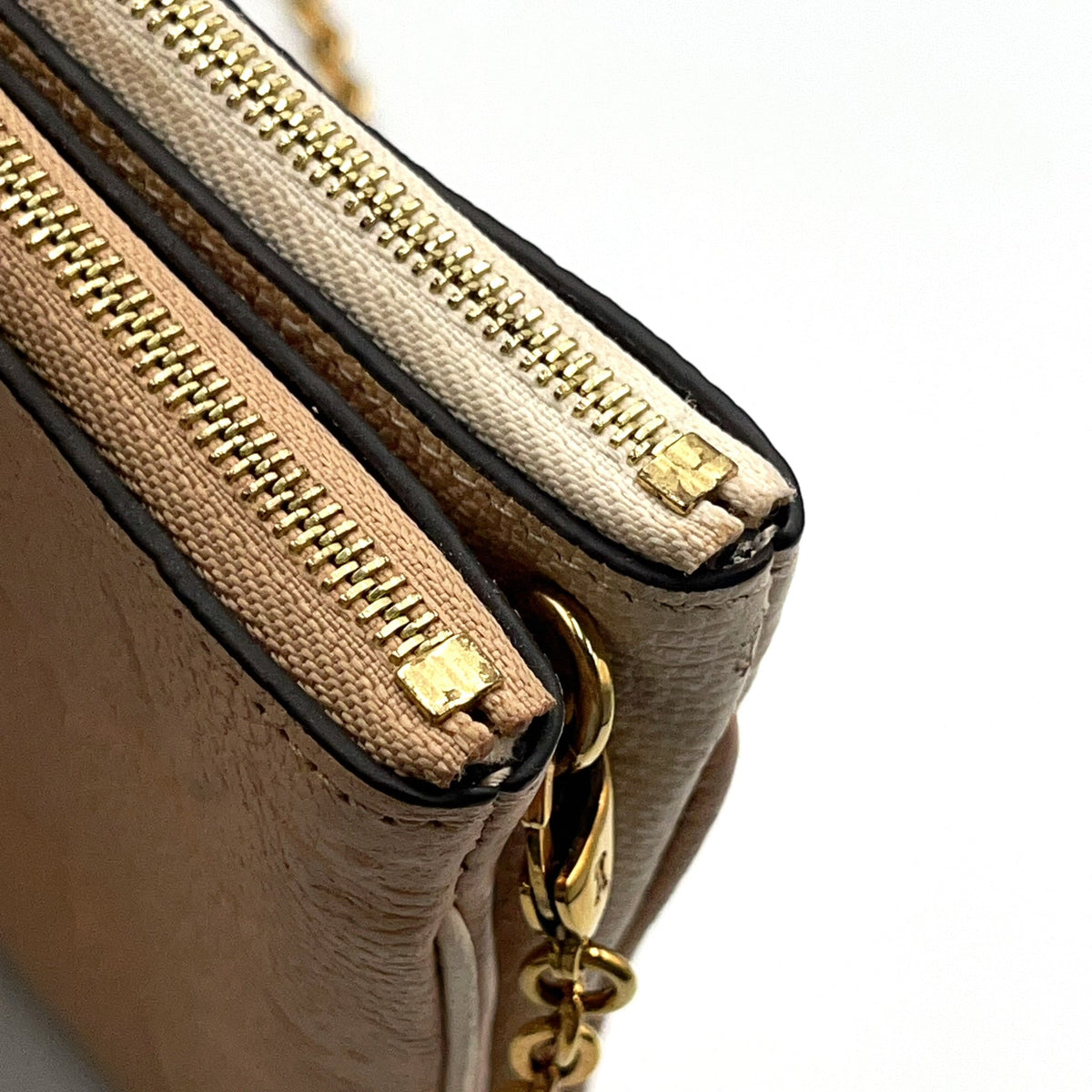 Pre-Owned Pochette Double zip monogram Amplant Shoulder bag off white pink beige Leather Gold M63919 LOUIS VUITTON