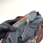 Pre-Owned bitter sweet Handbag Brown blue Leather Denim Gold CELINE