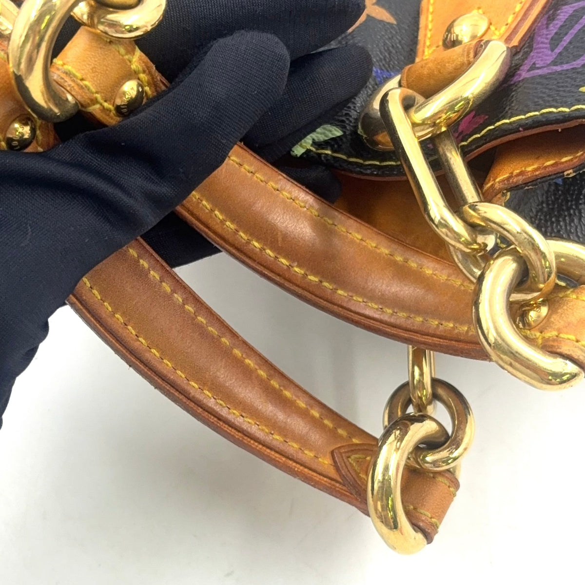 Pre-Owned Audra monogram multicolor Noir Handbag Brown black Leather PVC Gold M40048 LOUIS VUITTON