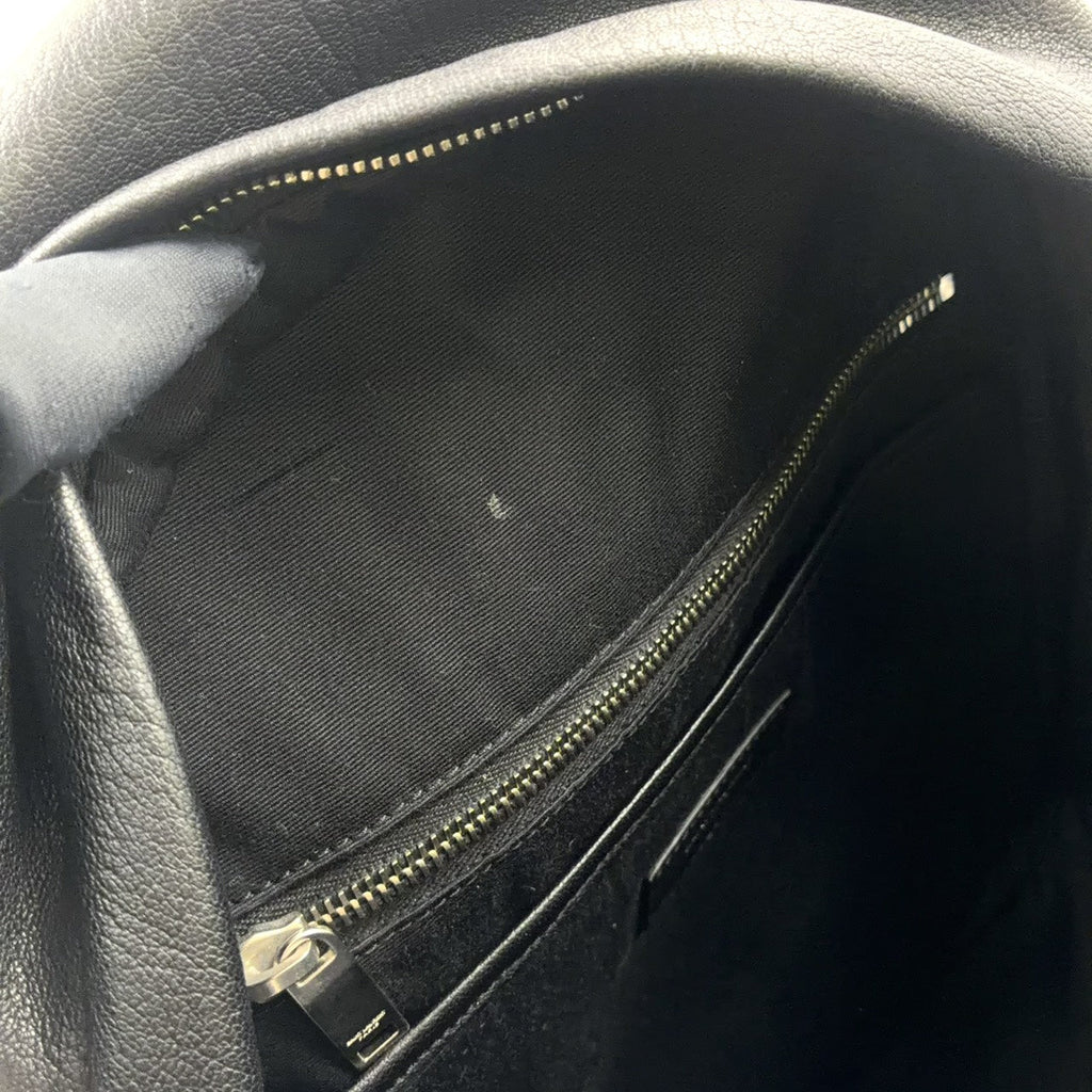 Pre-Owned city Leather Backpack black Leather Silver SAINT LAURENT PARIS