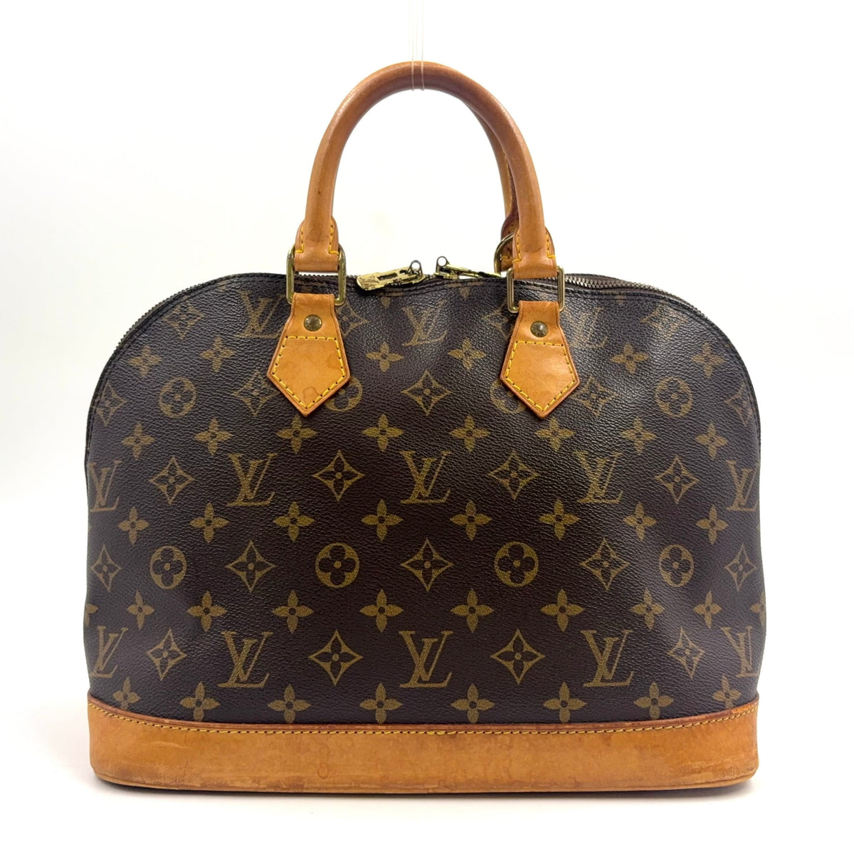 Pre-Owned Alma PM monogram Handbag Brown Leather PVC Gold M51130 LOUIS VUITTON