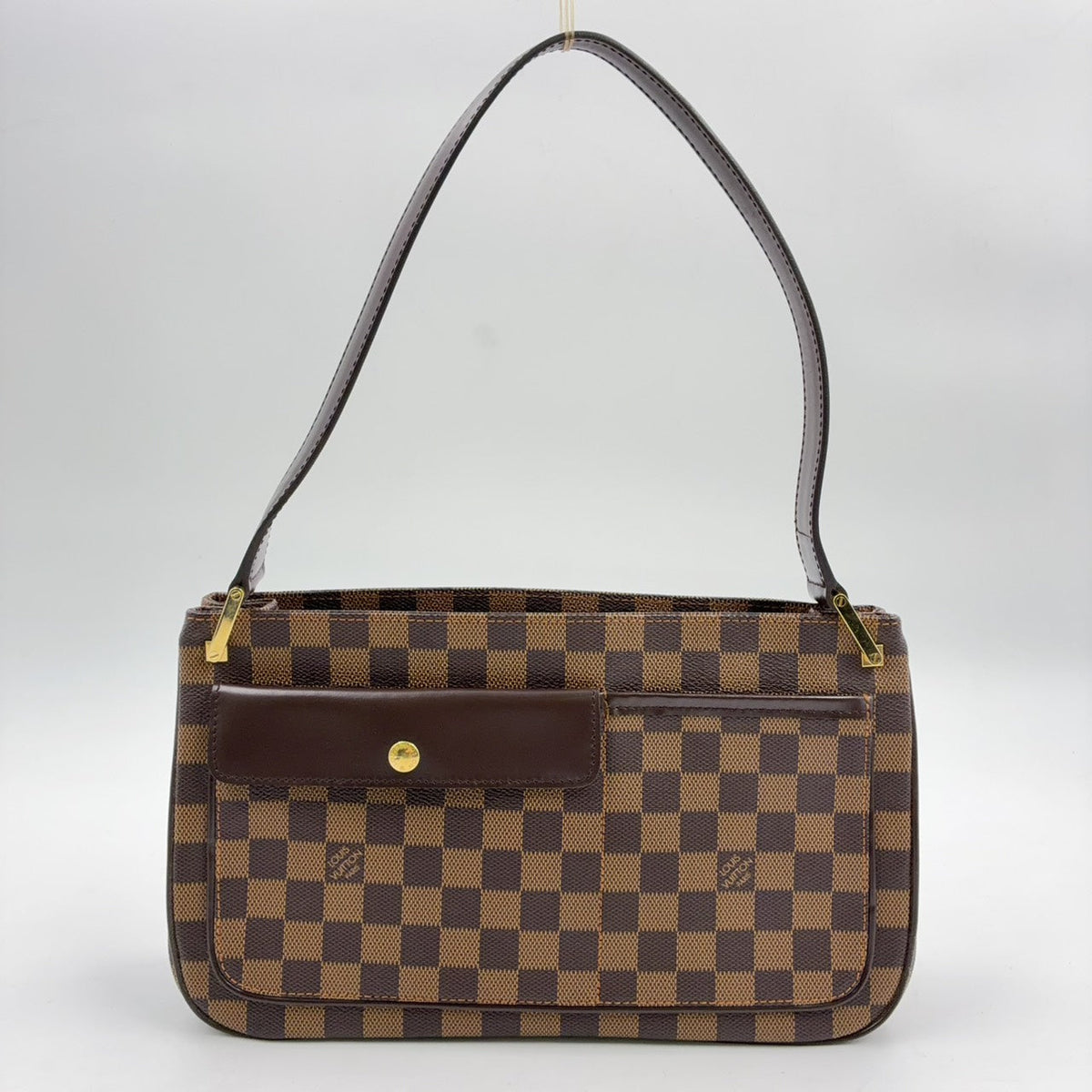Pre-Owned Aubagne Damier  ebene Shoulder bag Brown Leather PVC Gold N51129 LOUIS VUITTON