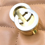 Pre-Owned Deco mini quilting chain Shoulder bag beige Leather Gold 741457 GUCCI