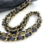 Pre-Owned Matelassé 25 Double-flap chain shoulder bag Serial number starting with 11 W chain shoulder bag black Grained Calfskin Gold A01112 CHANEL