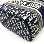 Pre-Owned DiorTravel Vanity Handbag off white Navy Cotton Silver Christian Dior
