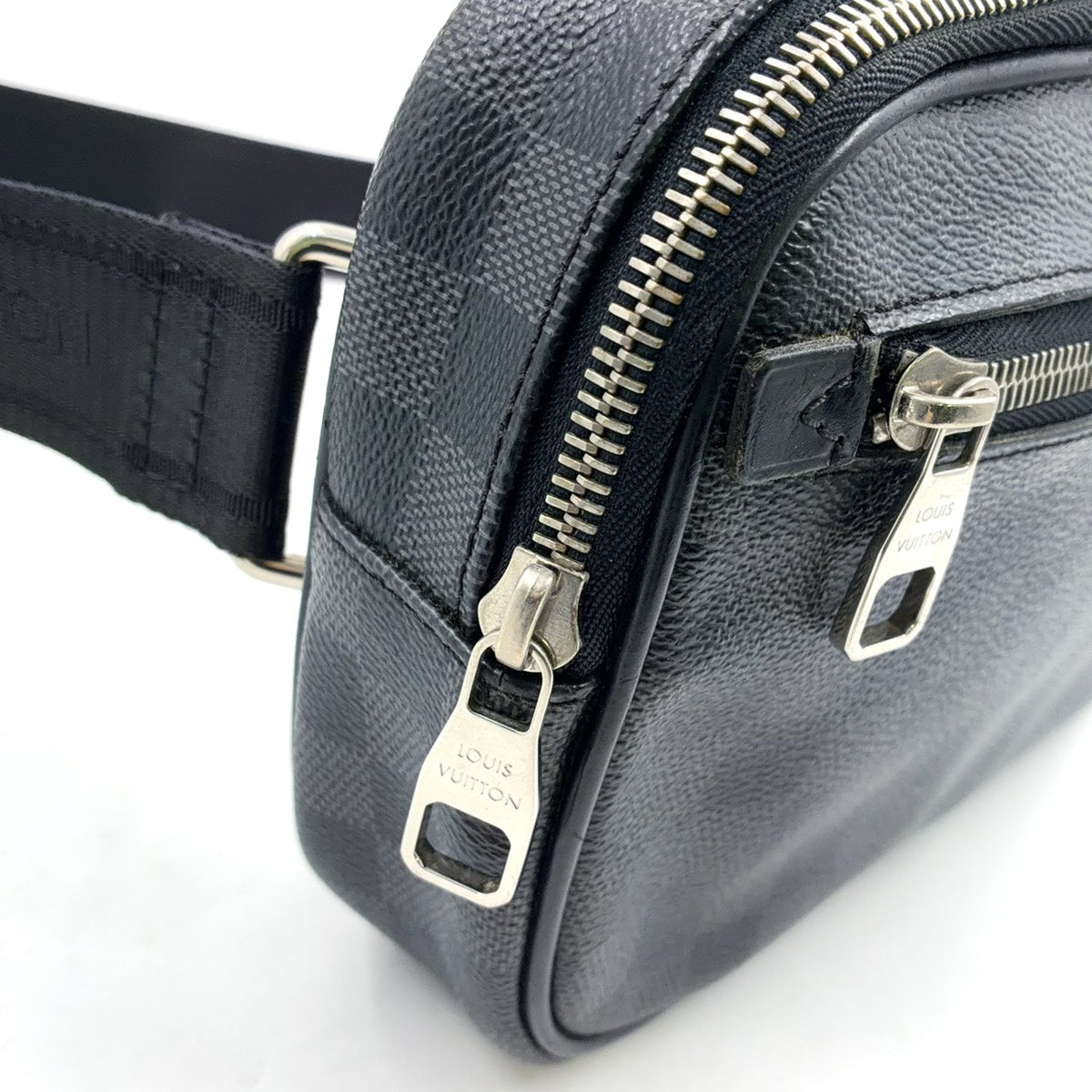 Pre-Owned Ambler Damier Graphite body bag black Leather Canvas PVC Silver N41289 LOUIS VUITTON