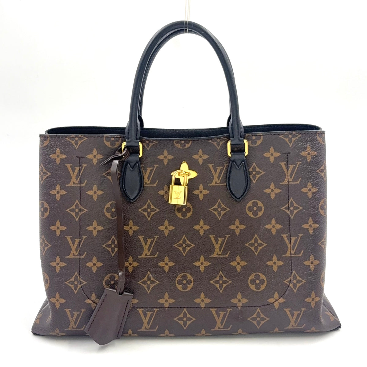 Pre-Owned flower tote monogram Shoulder strap not included Handbag Brown black Leather PVC Gold M43550 LOUIS VUITTON