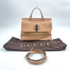 Pre-Owned Bamboo Daily Shoulder bag Handbag beige Leather Silver 370830 GUCCI