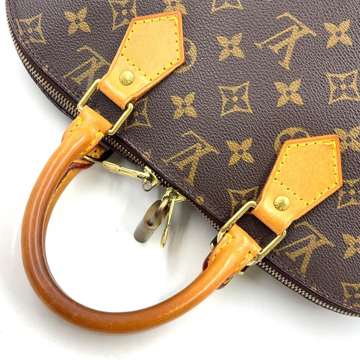 Pre-Owned Alma PM monogram Handbag Brown light brown Leather PVC Gold M51130 LOUIS VUITTON