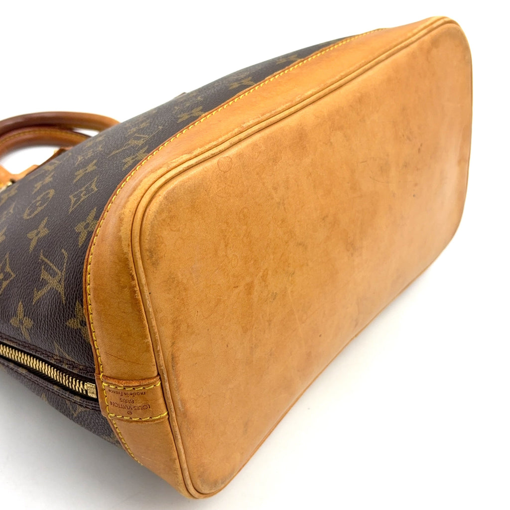 Pre-Owned Alma PM monogram Handbag Brown light brown Leather PVC Gold M51130 LOUIS VUITTON