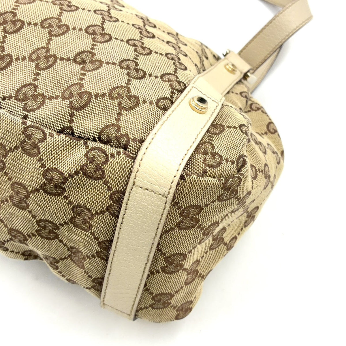 Pre-Owned Abby tote bag Shoulder bag beige Leather Canvas Silver 130736 GUCCI