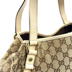 Pre-Owned Abby tote bag Shoulder bag beige Leather Canvas Silver 130736 GUCCI