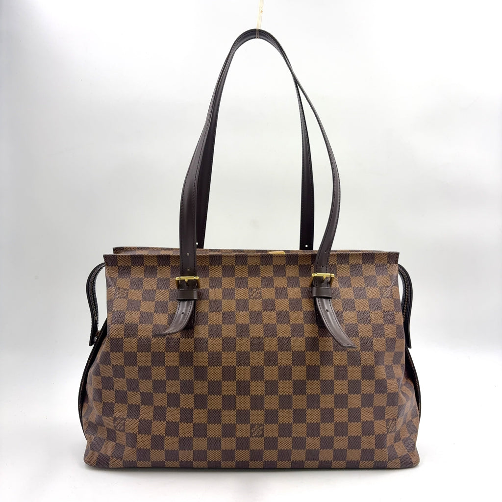 Pre-Owned Chelsea Damier  ebene Shoulder bag tote bag Brown Leather PVC Gold N51119 LOUIS VUITTON