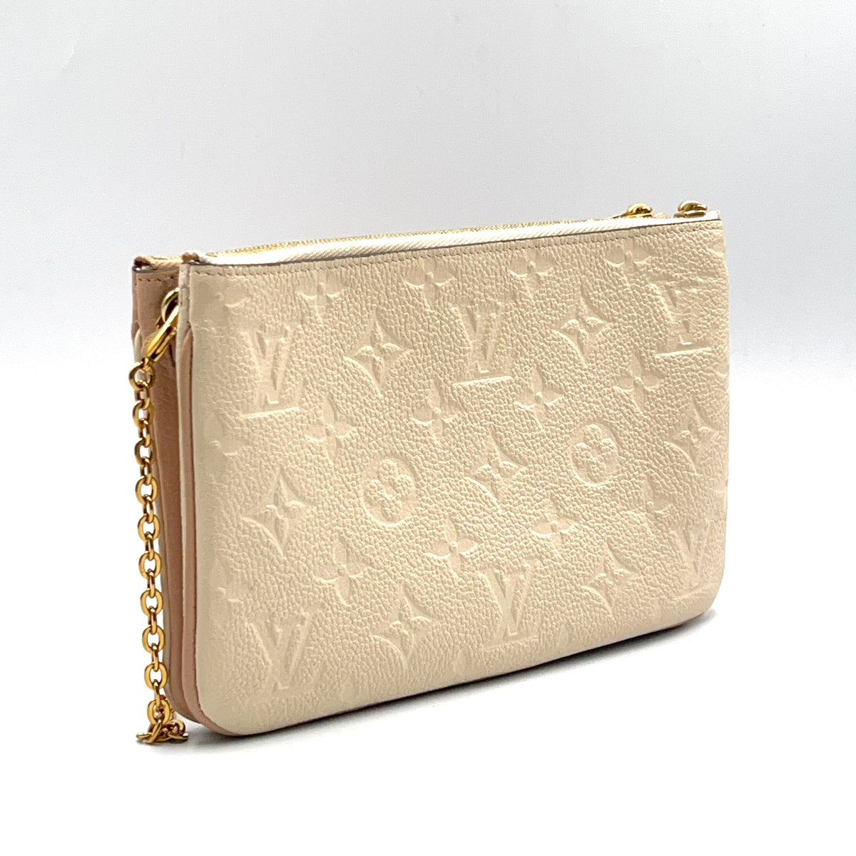 Pre-Owned Pochette Double zip monogram Amplant Shoulder bag off white pink beige Leather Gold M63919 LOUIS VUITTON