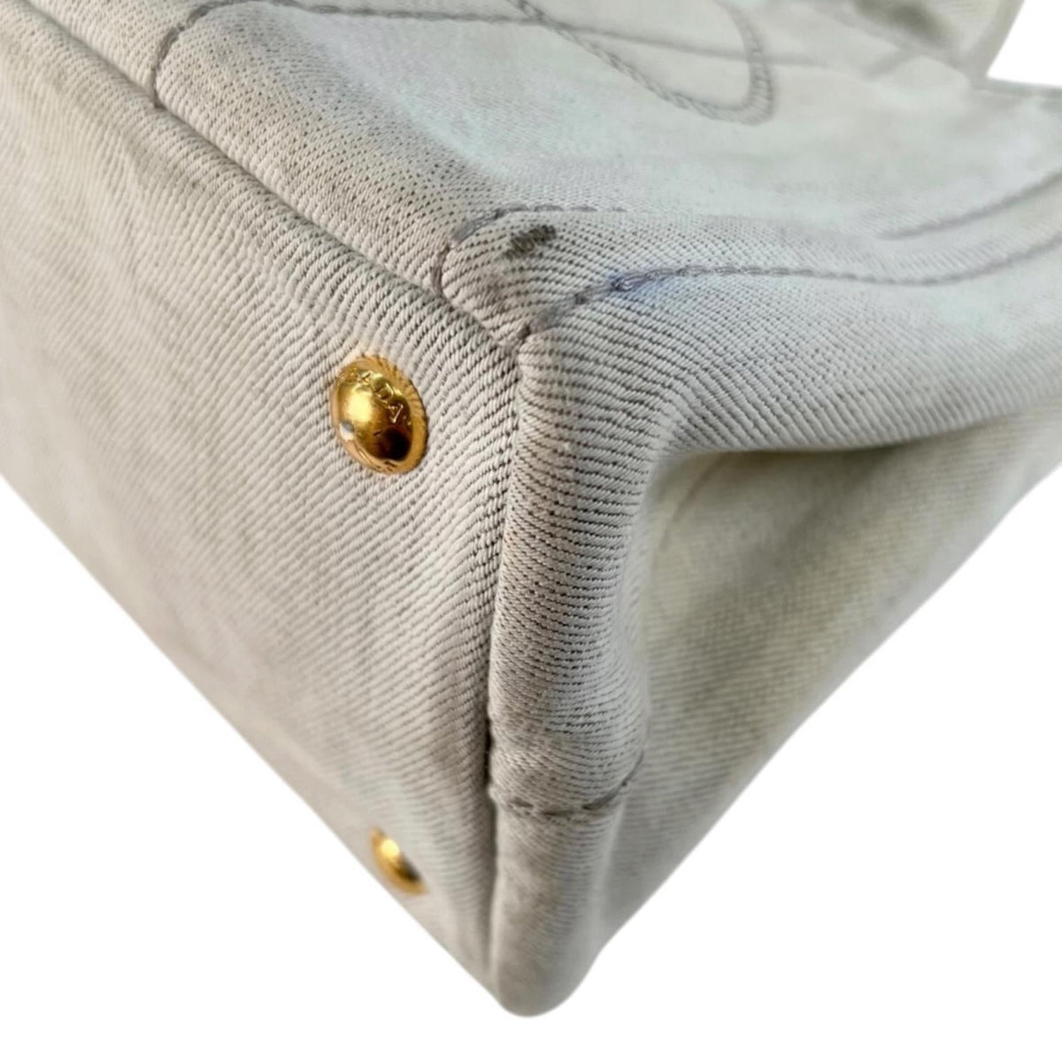 Pre-Owned CANAPA Kanapa tote bag white Denim Gold 1BG642 PRADA