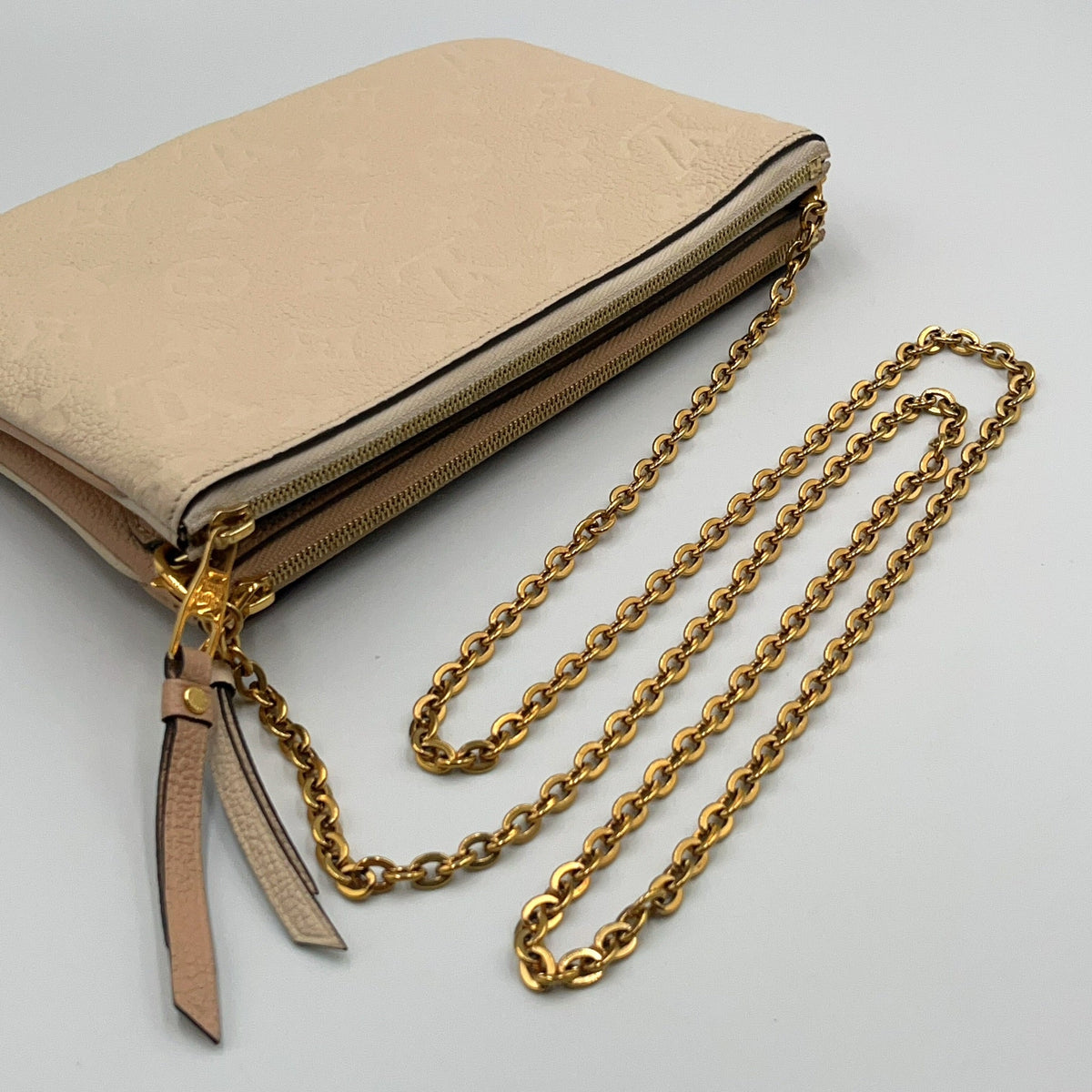 Pre-Owned Pochette Double zip monogram Amplant Shoulder bag off white pink beige Leather Gold M63919 LOUIS VUITTON