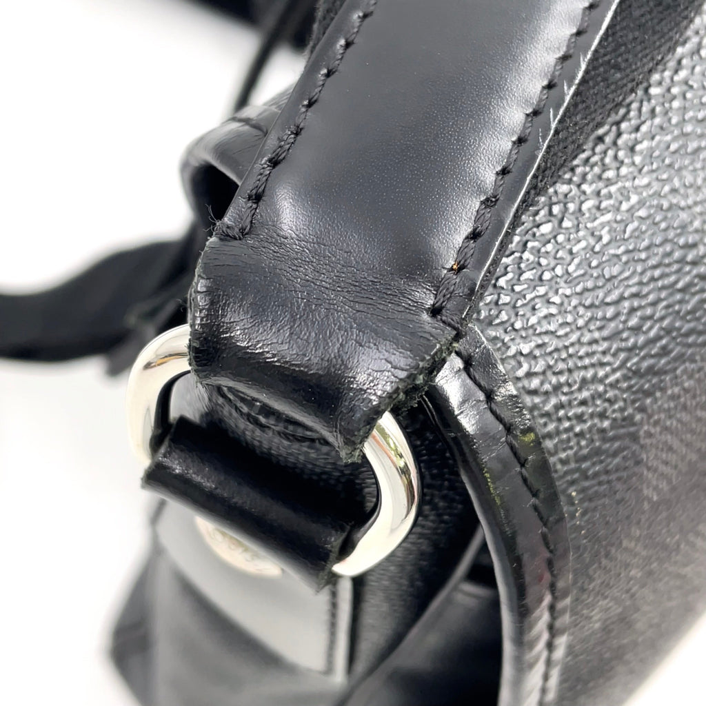 Pre-Owned Daniel MM Damier Graphite Shoulder bag black Leather PVC Silver N58029 LOUIS VUITTON