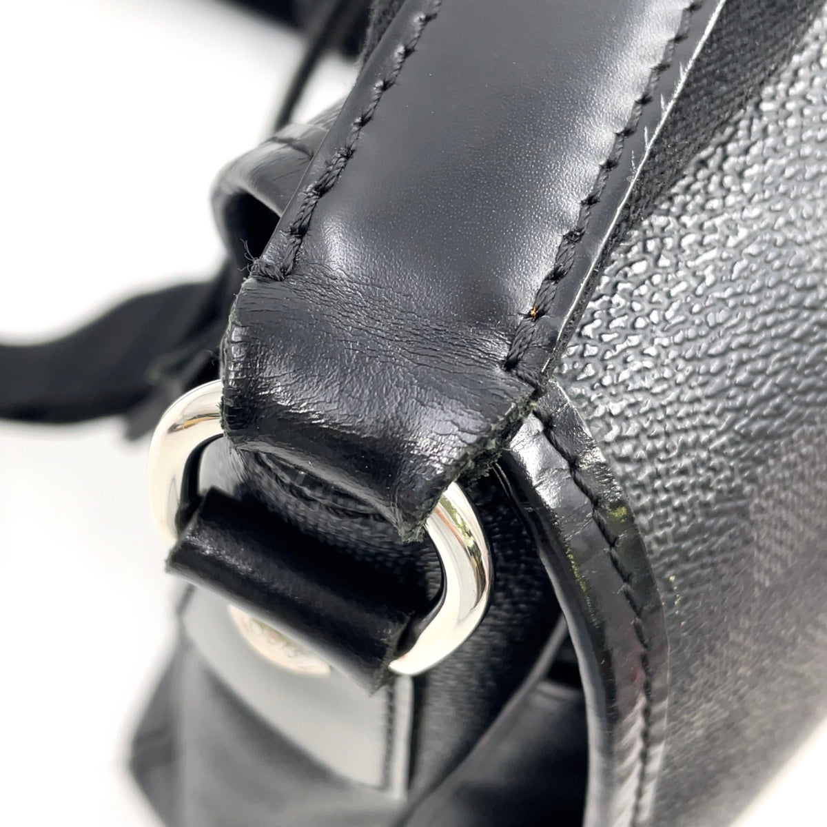 Pre-Owned Daniel MM Damier Graphite Shoulder bag black Leather PVC Silver N58029 LOUIS VUITTON