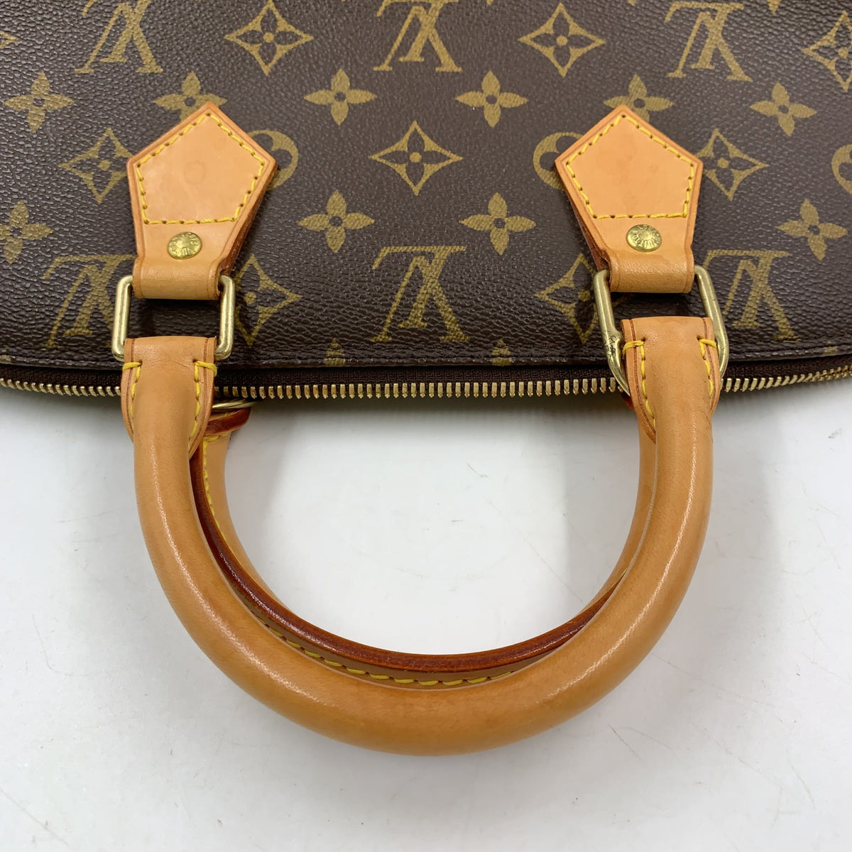 Pre-Owned Alma PM monogram Handbag Brown light brown Leather PVC Gold M51130 LOUIS VUITTON