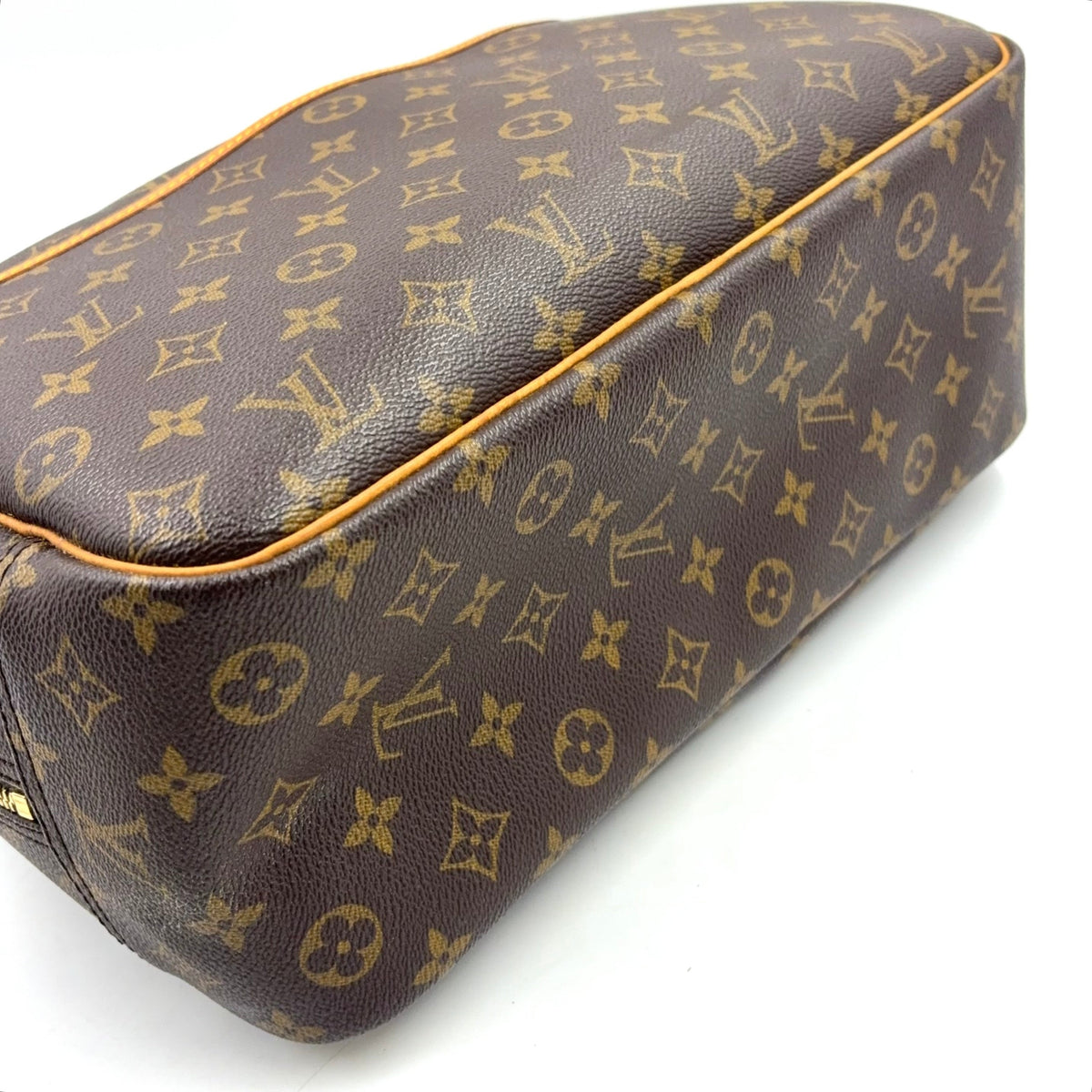 Pre-Owned Deauville Bowling Vanity monogram Handbag Brown light brown Leather PVC Gold M47270 LOUIS VUITTON