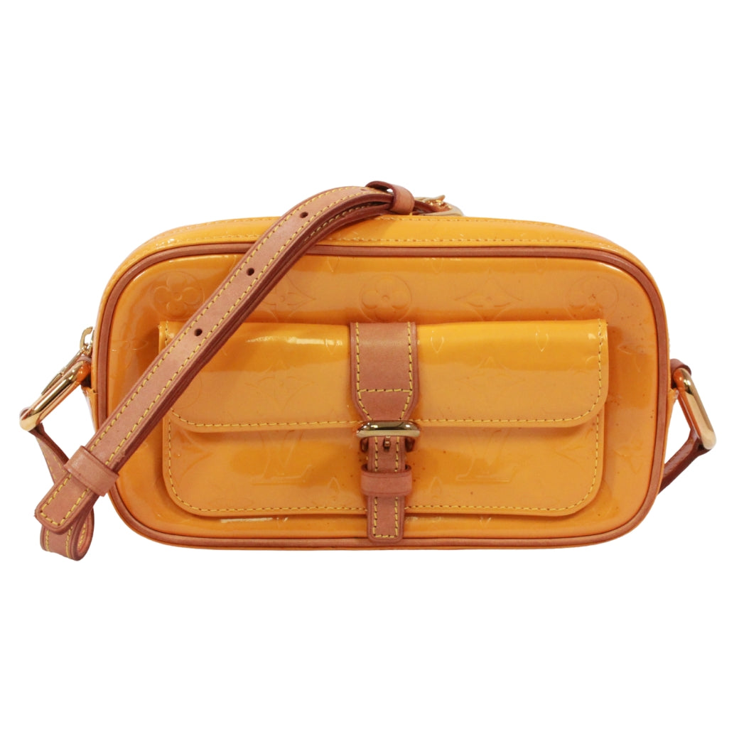 Pre-Owned Christy MM monogram vernis Jaune Shoulder bag yellow Leather Gold M91108 LOUIS VUITTON