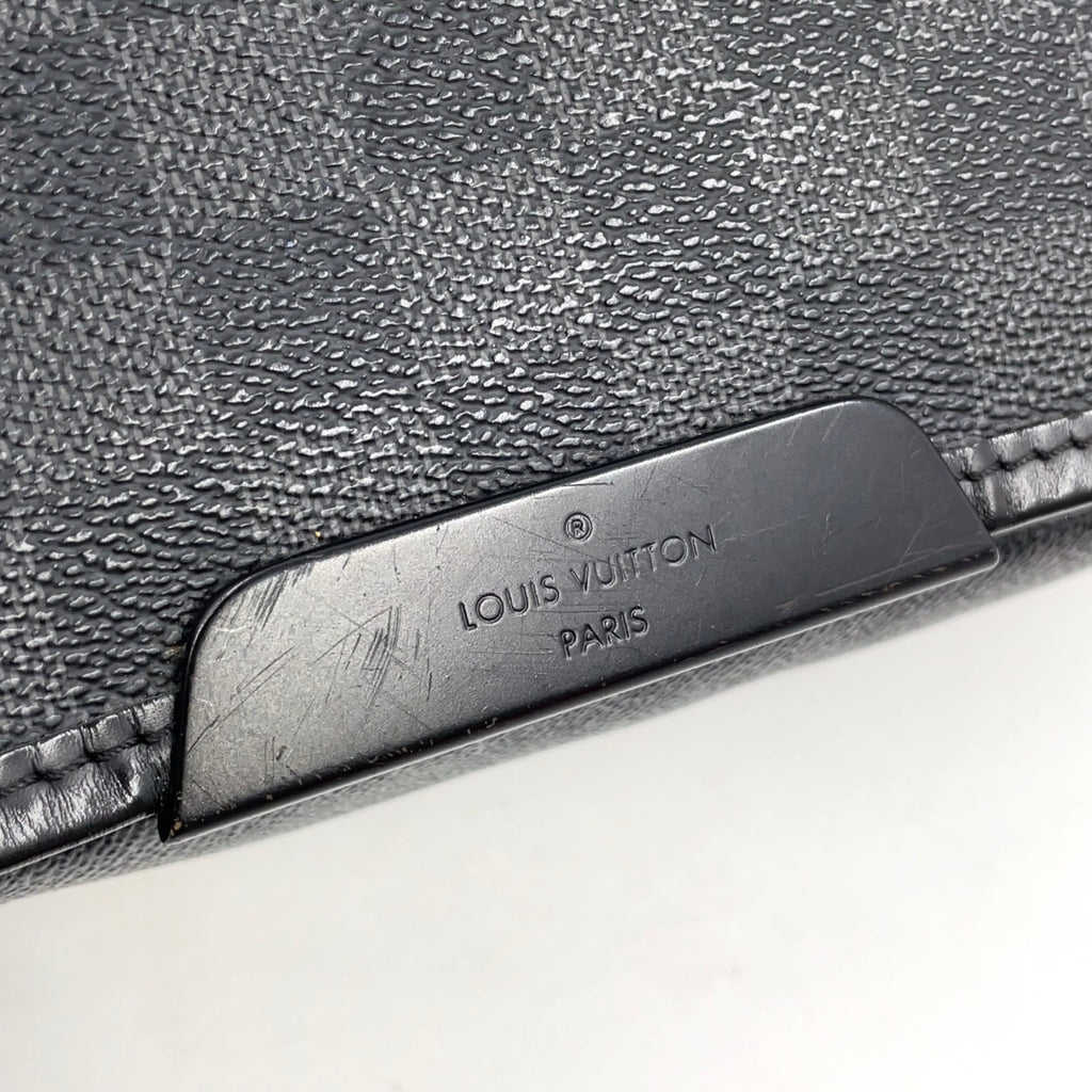 Pre-Owned Daniel MM Damier Graphite Shoulder bag black Leather PVC Silver N58029 LOUIS VUITTON