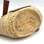 Pre-Owned anagram Bucket Handbag tote bag Brown beige Leather Raffia Silver LOEWE