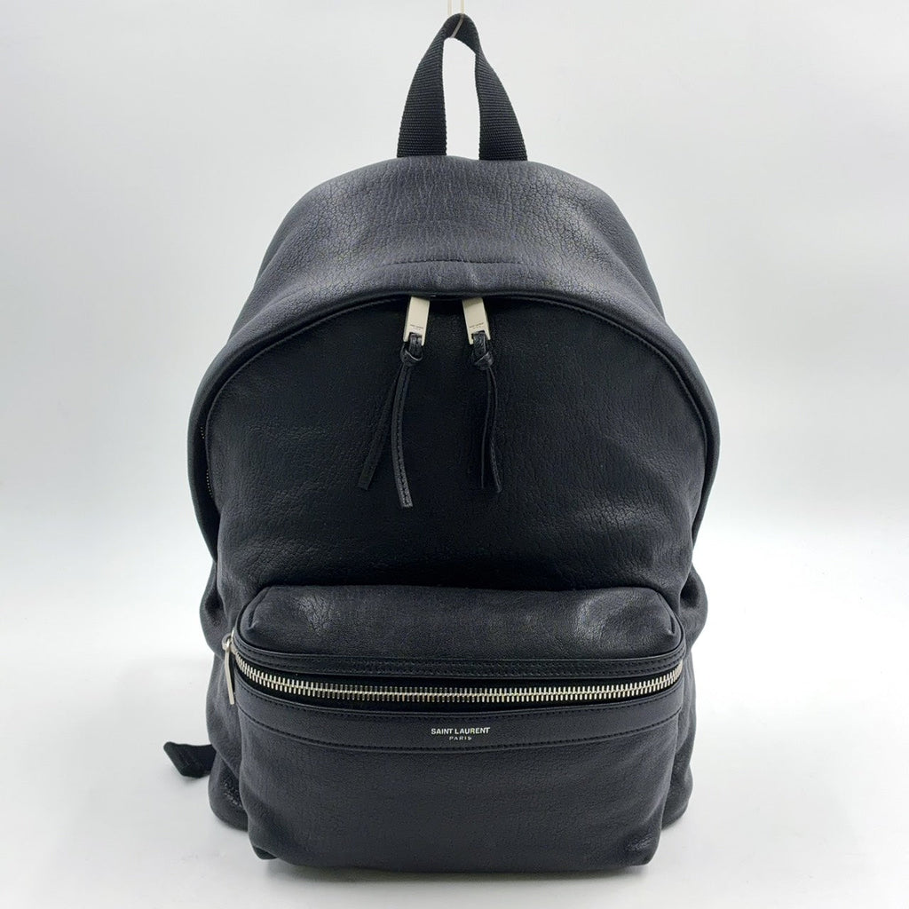 Pre-Owned city Leather Backpack black Leather Silver SAINT LAURENT PARIS