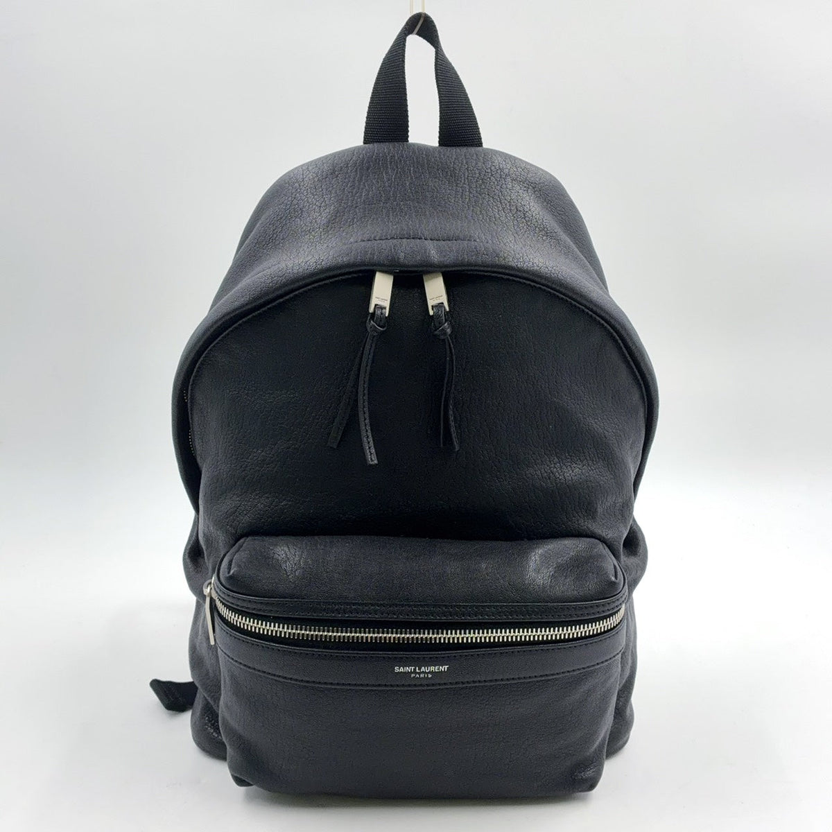 Pre-Owned city Leather Backpack black Leather Silver SAINT LAURENT PARIS