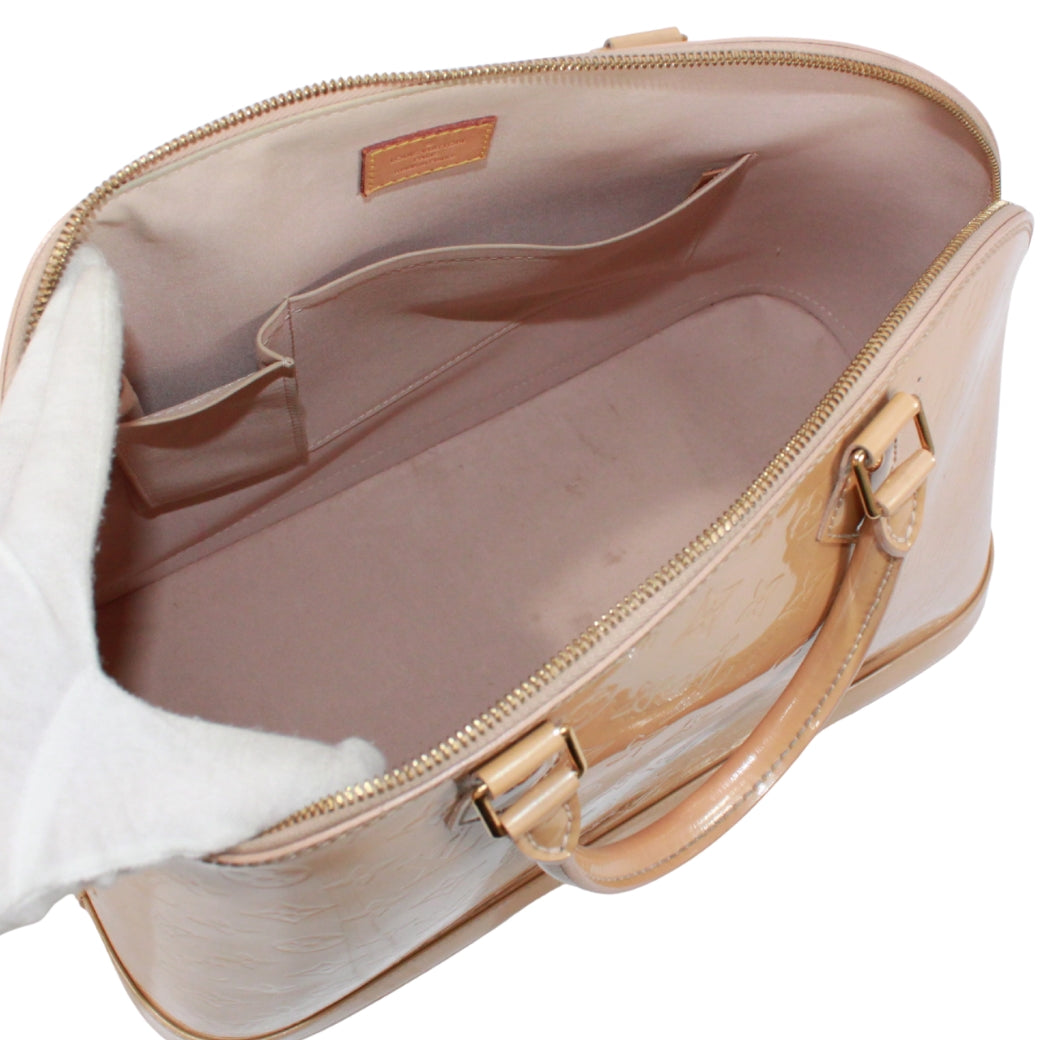 Pre-Owned Alma GM Handbag beige Patent leather Gold M91450 LOUIS VUITTON