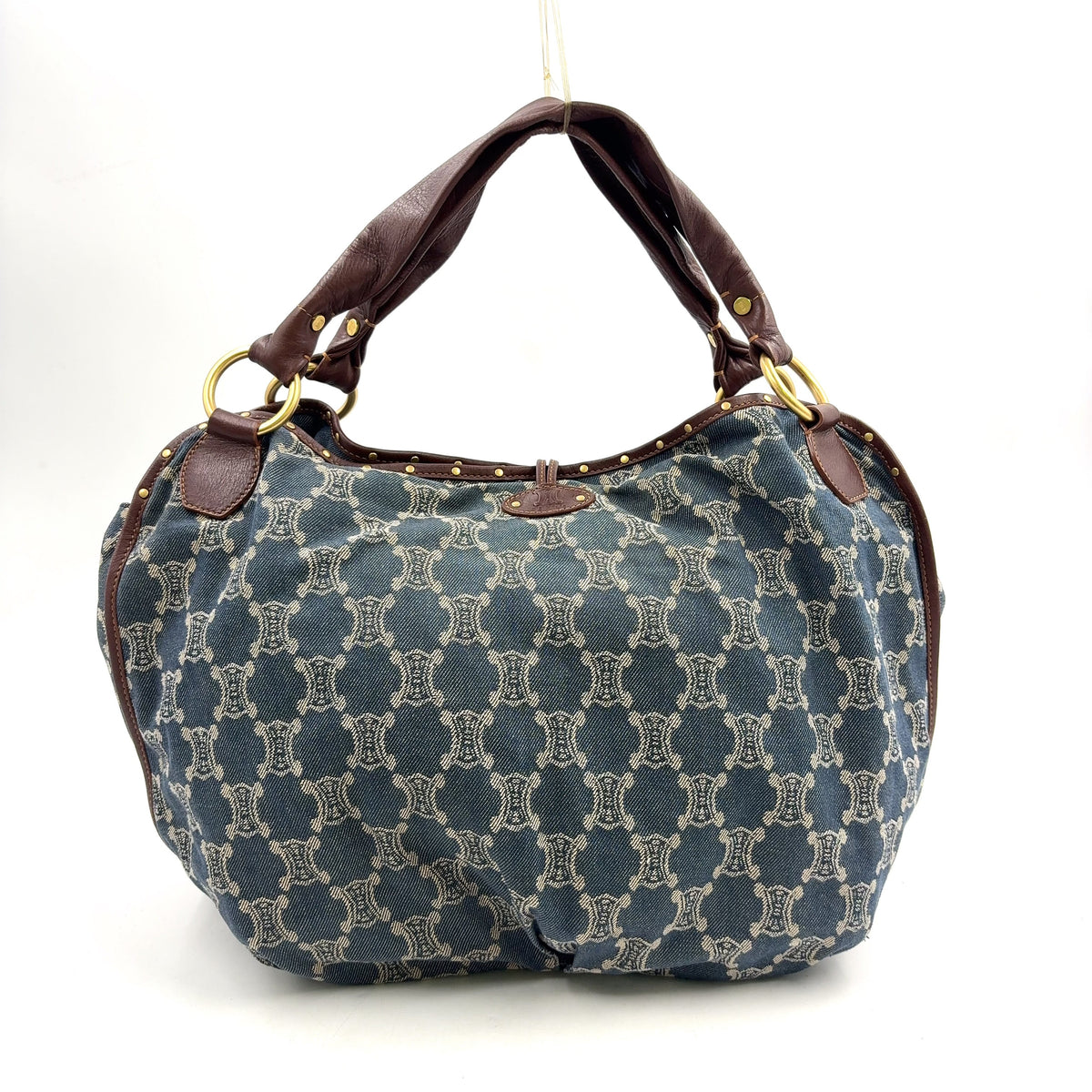 Pre-Owned bitter sweet Handbag Brown blue Leather Denim Gold CELINE