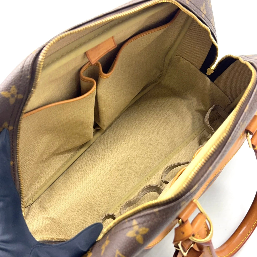 Pre-Owned Deauville Bowling Vanity monogram Handbag Brown light brown Leather PVC Gold M47270 LOUIS VUITTON