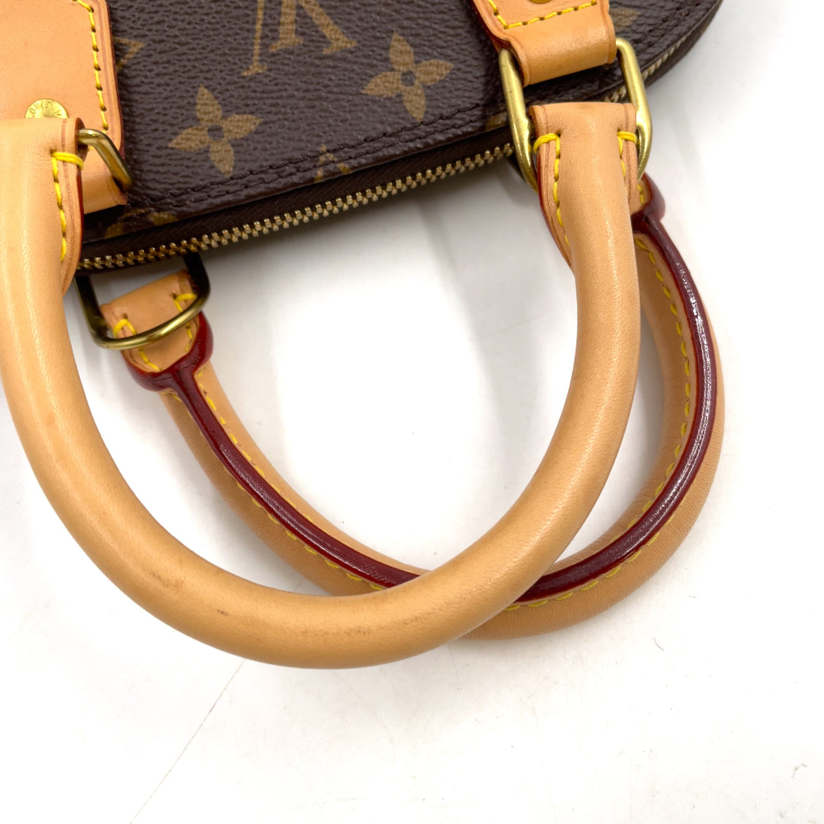 Pre-Owned Alma BB monogram RFID-enabled Handbag Brown light brown Leather PVC Gold M53152  LOUIS VUITTON