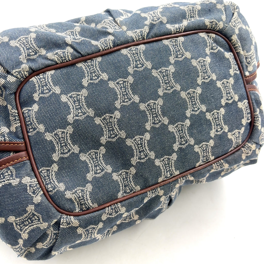 Pre-Owned bitter sweet Handbag Brown blue Leather Denim Gold CELINE