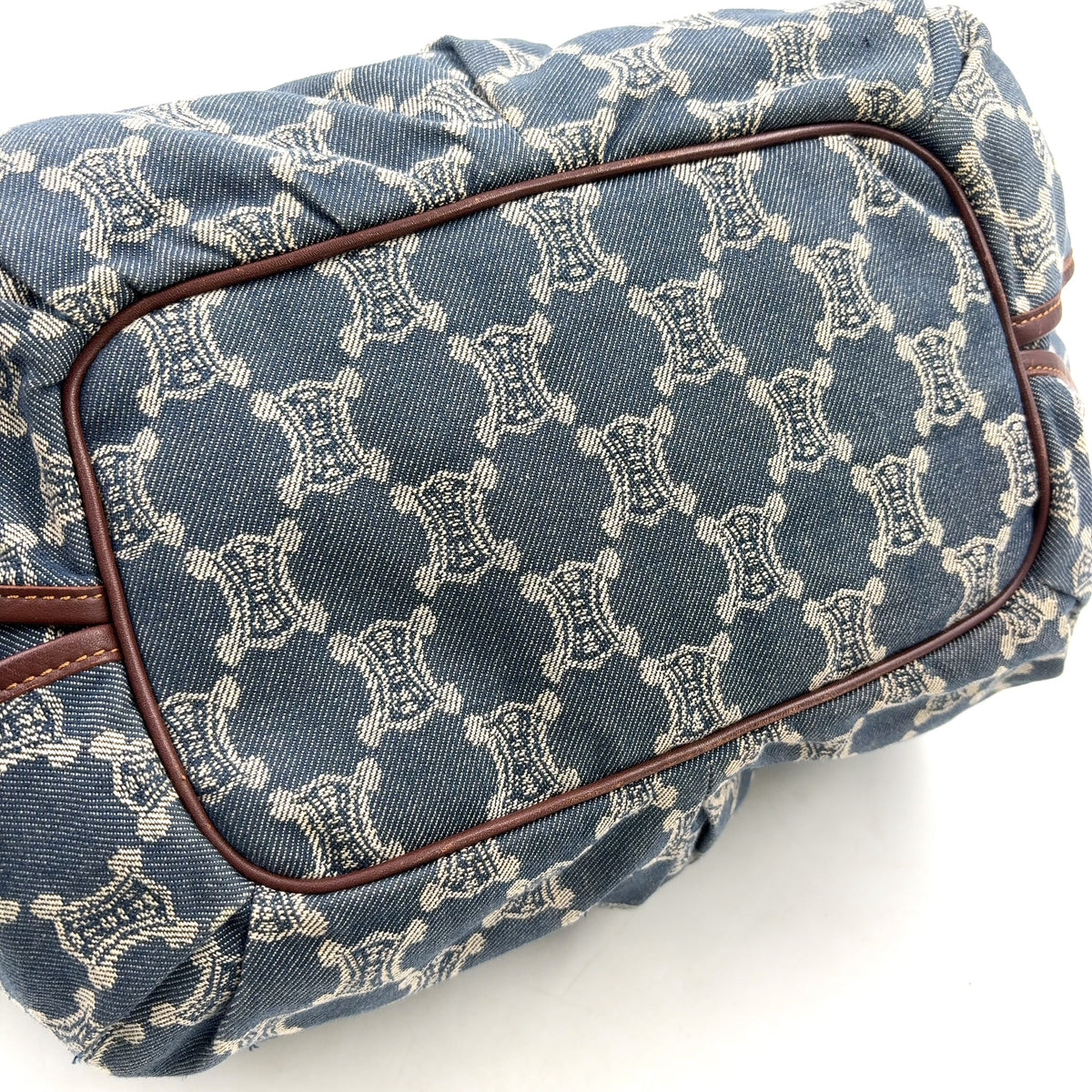 Pre-Owned bitter sweet Handbag Brown blue Leather Denim Gold CELINE